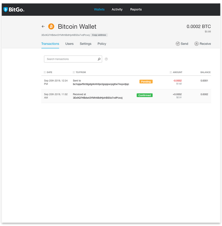 Return to the wallet screen and view transaction history