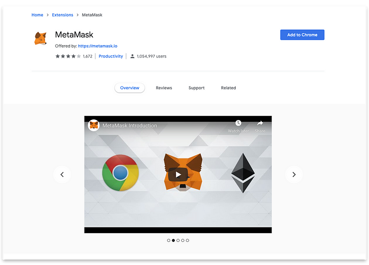 Download the Chrome extension from metamask.io
