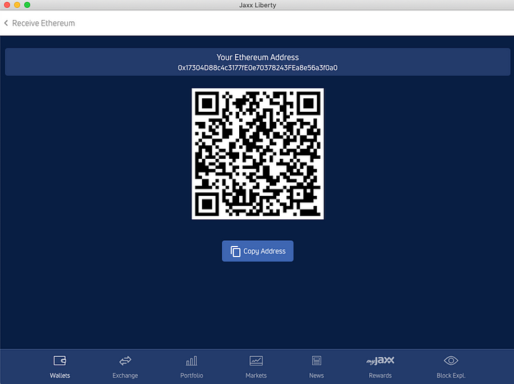 Select “Copy Address” or use the QR code