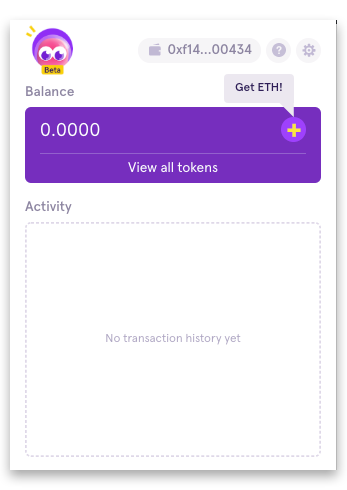 From the main screen select the “Get ETH!” button