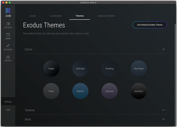 Change the interface display theme with color options